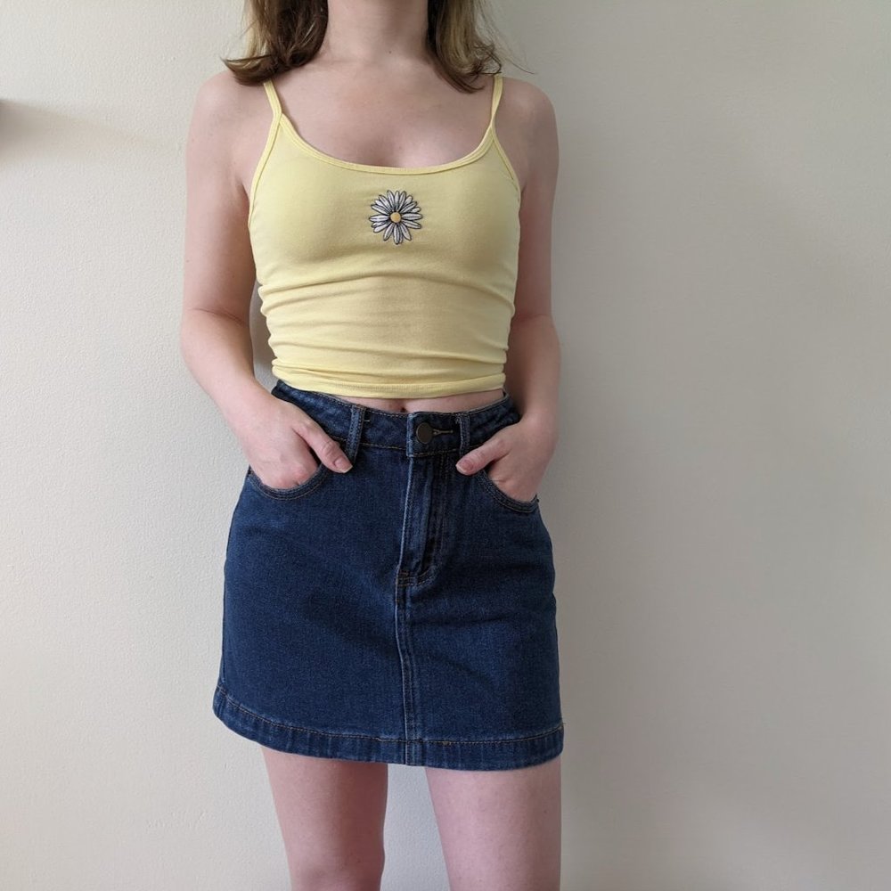 Hollister Flower Yellow Crop Tank